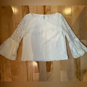 Laundry by Shelli Segal, Off White Lace Shirt w/ Bell Sleeves, size Medium